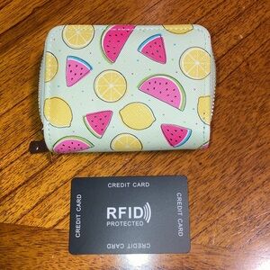 BRAND NEW…..Colorful Fruity Print Women’s RFID PROTECTED  Wallet